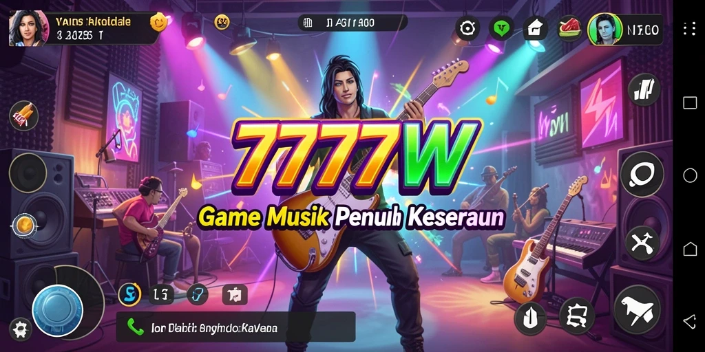 Screenshot dari gameplay 7777W menampilkan pengalaman musik interaktif.