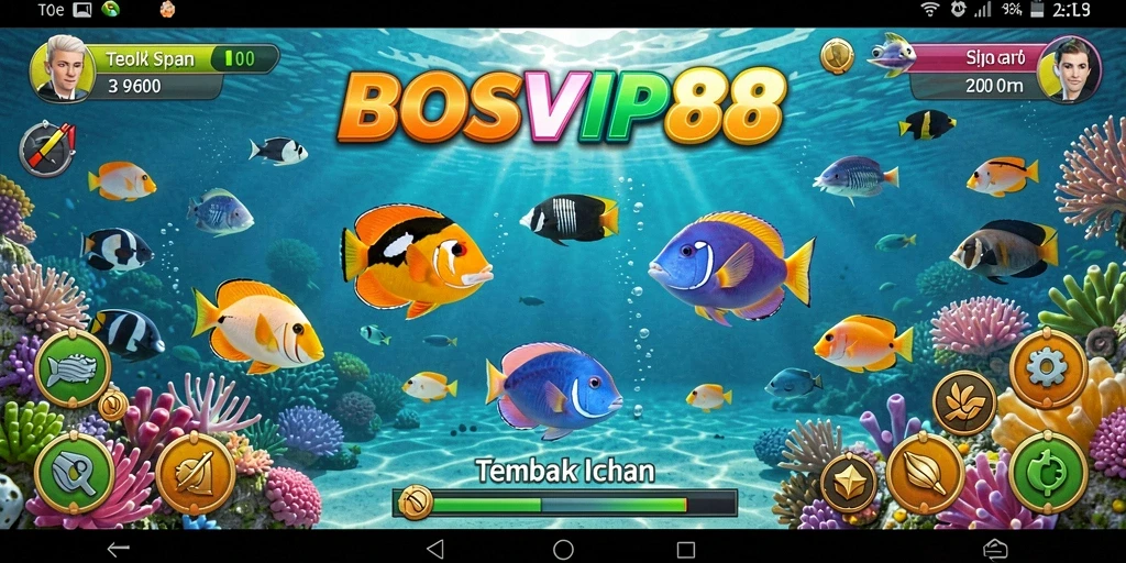Gameplay seru dalam BOSVIP88 saat menembak ikan.