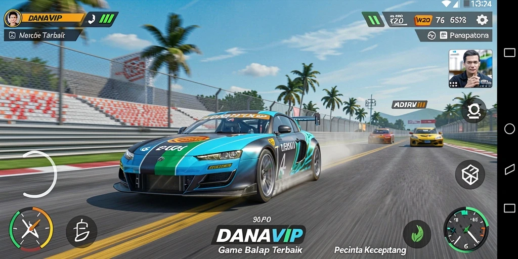 Tampilan gameplay balap yang mendebarkan di DANAVIP.