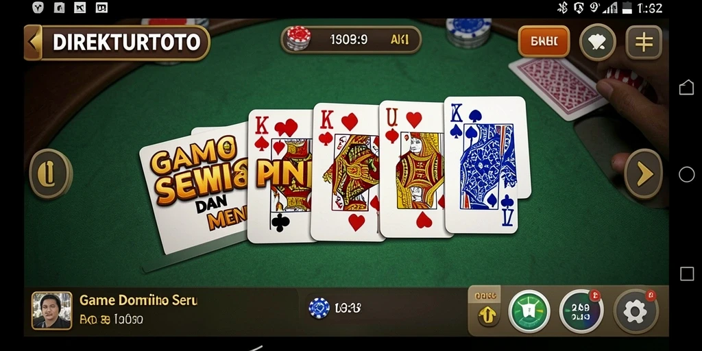 Screenshot gameplay dari DIREKTURTOTO yang menunjukkan aksi seru permainan domino.
