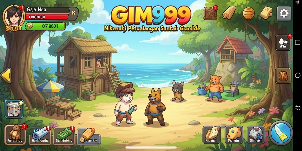 Screenshot utama GIM999 menunjukkan karakter dalam aksi gameplay Idle yang seru.