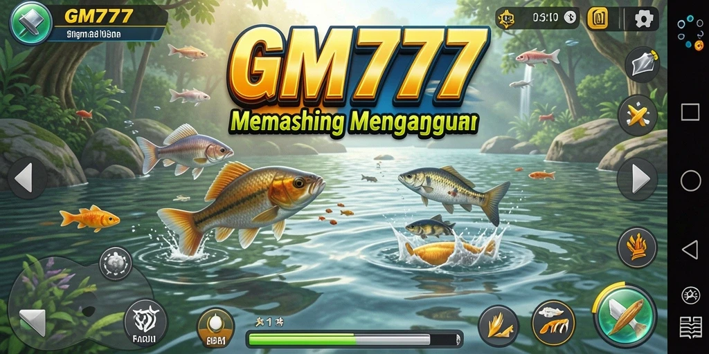 Tampilan gameplay GM777 yang menampilkan suasana memancing yang realistis.