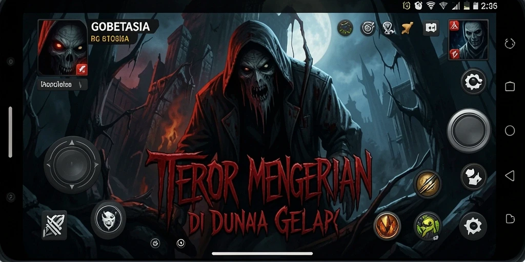 Gameplay menyeramkan dalam GOBETASIA yang menampilkan suasana kegelapan.