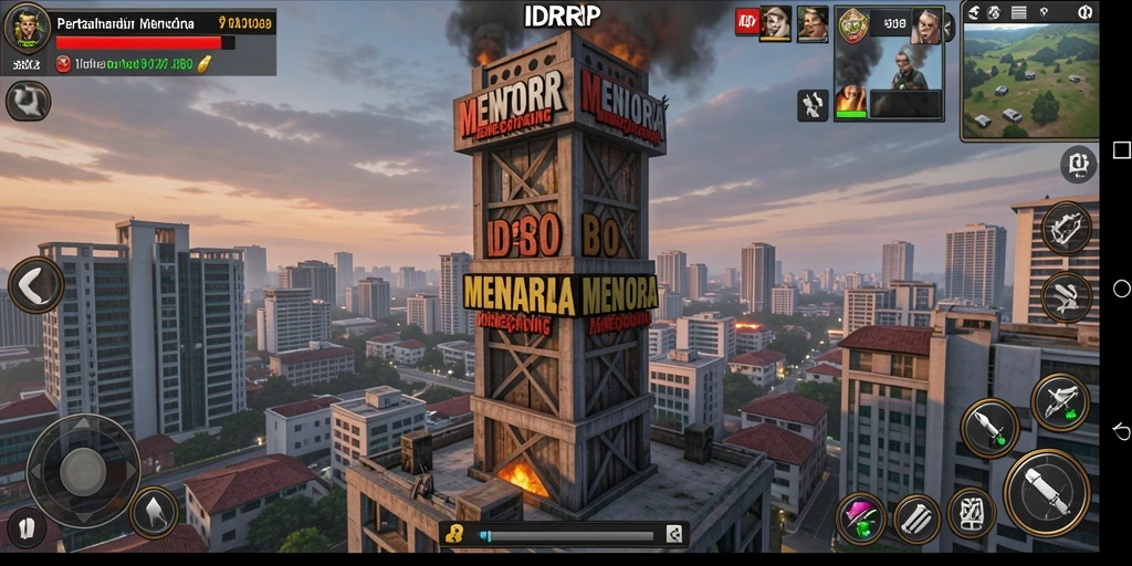 Tangkapan layar gameplay <strong>IDRRP</strong> yang menampilkan pertahanan menara yang kreatif.