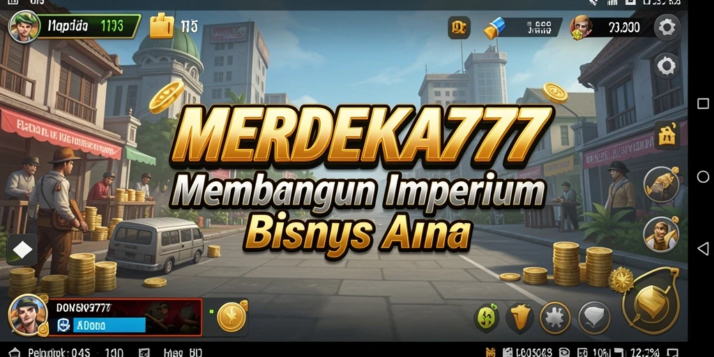 Tampilan gameplay <strong>MERDEKA777</strong> menampilkan pembangunan bisnis yang dinamis.
