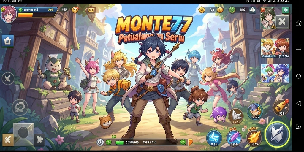 Tampilan gameplay seru dalam MONTE77 dengan karakter Anime yang menarik.