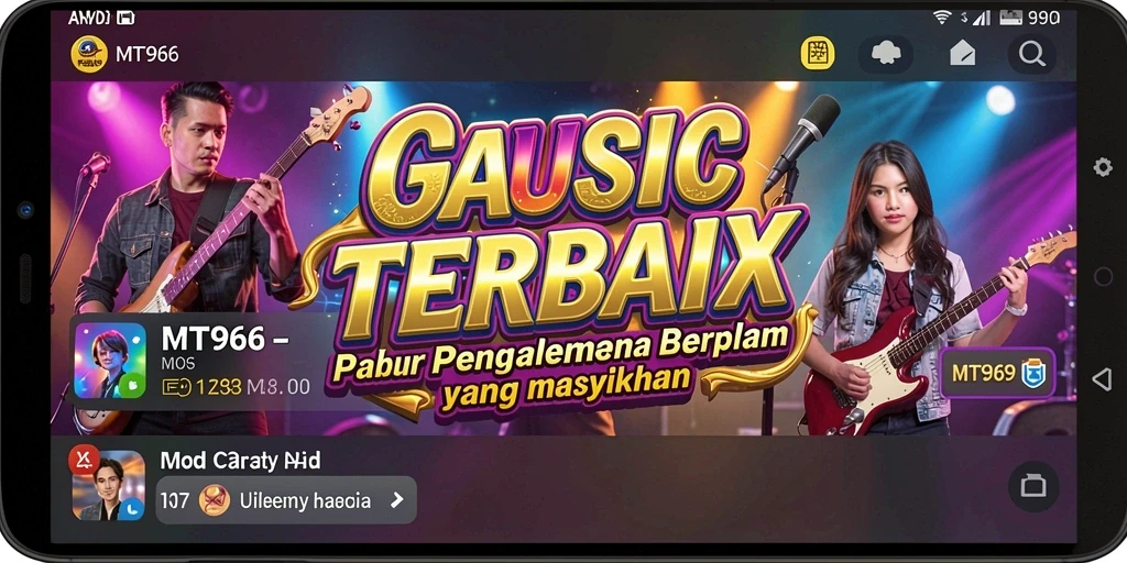 Tampilan seru gameplay MT966 dengan berbagai lagu menarik.