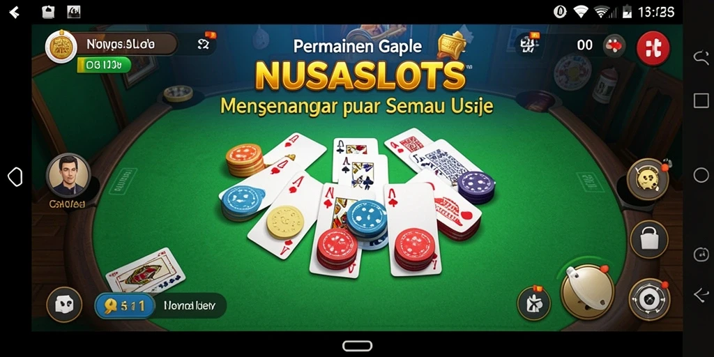 Tampilan gameplay NUSASLOTS yang menarik dan interaktif dalam permainan Gaple.