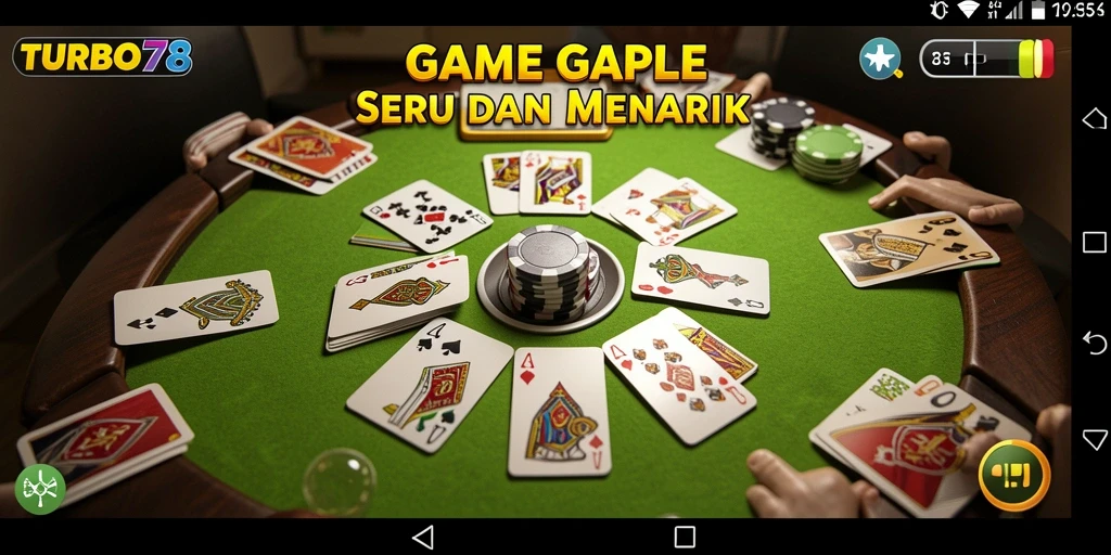 Screenshot gameplay seru TURBO78 yang menampilkan permainan Gaple.