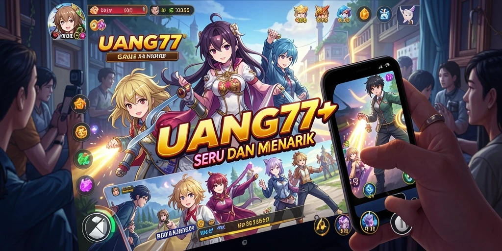 Tampilan gameplay UANG77 yang seru dan menawan dari karakter Anime.